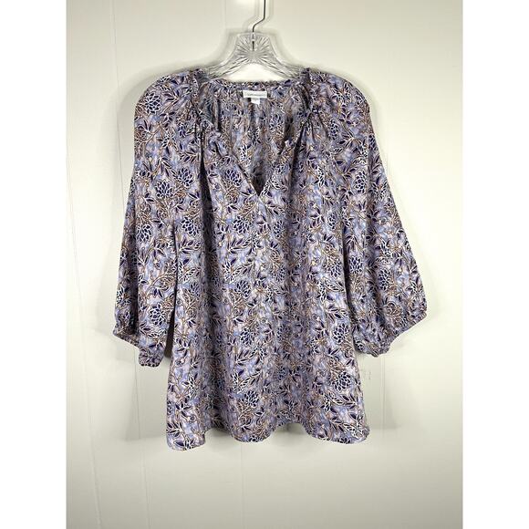 J. Jill Tops - J Jill Love Linen Blouse Top XL Relaxed‎ Printed Lagenlook Coastal Boho Peasant